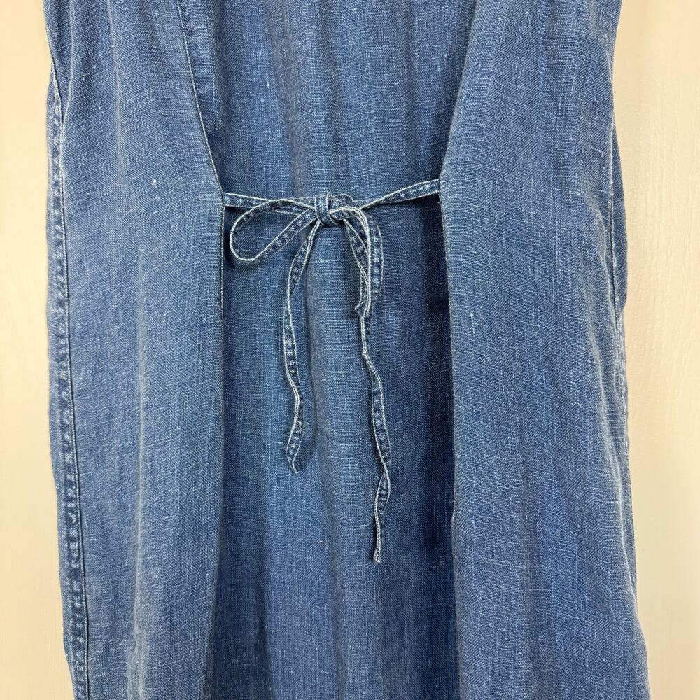 Vintage 90s Liz Claiborne Lizwear Linen Blue Maxi Dress Size 10 - Picture 6 of 12